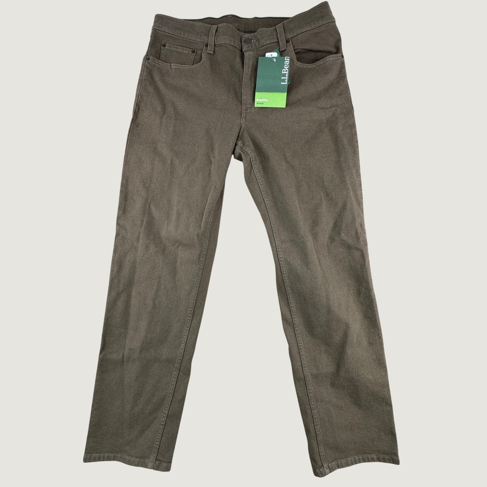 LL Bean BeanFlex Slim Fit Straight Leg Jeans 34x29 Dark Cinder Brown 514868 NWT